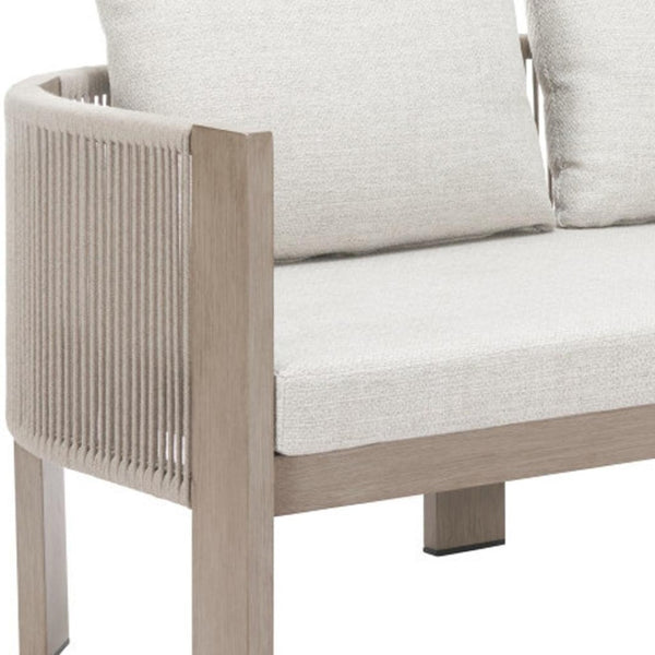 HomeRoots 59" Beige Polypropylene Sofa - Modern Compact Design, Easy Maintenance, Durable Support for Stylish Living 667649