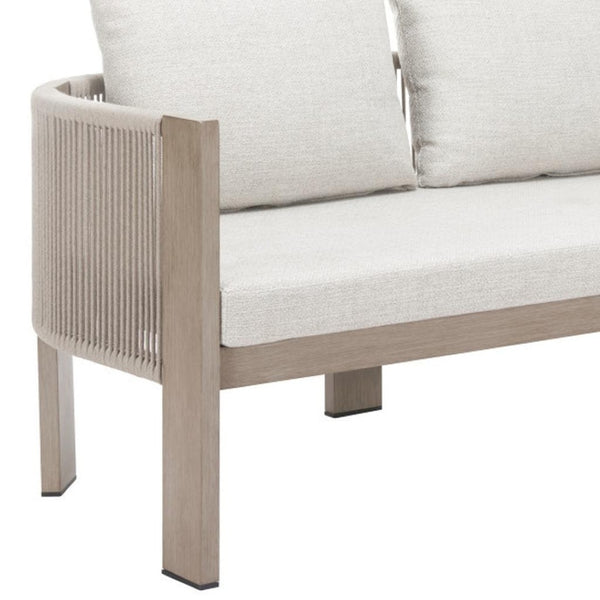 HomeRoots 59" Beige Polypropylene Sofa - Modern Compact Design, Easy Maintenance, Durable Support for Stylish Living 667649
