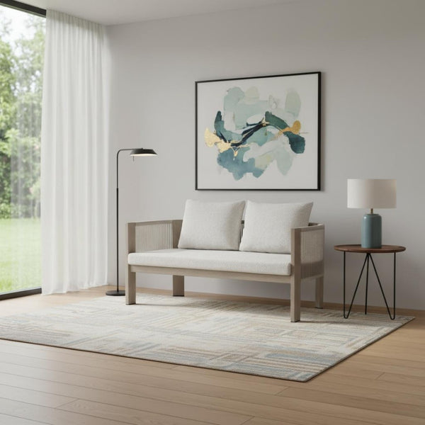 HomeRoots 59" Beige Polypropylene Sofa - Modern Compact Design, Easy Maintenance, Durable Support for Stylish Living 667649