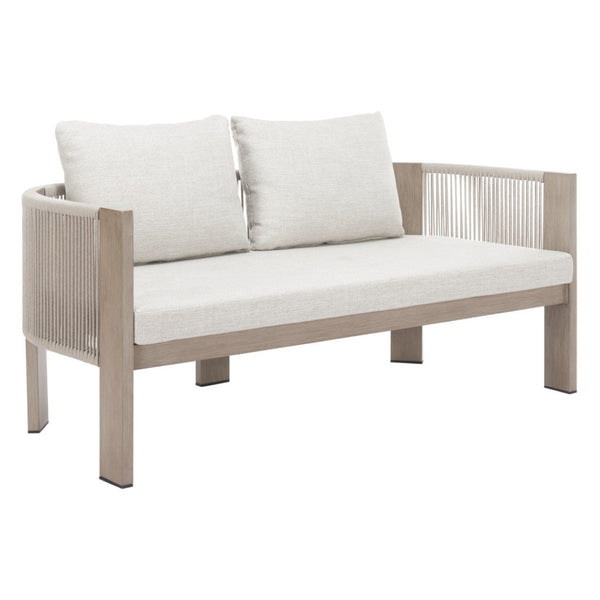 HomeRoots 59" Beige Polypropylene Sofa - Modern Compact Design, Easy Maintenance, Durable Support for Stylish Living 667649