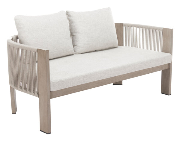 HomeRoots 59" Beige Polypropylene Sofa - Modern Compact Design, Easy Maintenance, Durable Support for Stylish Living 667649