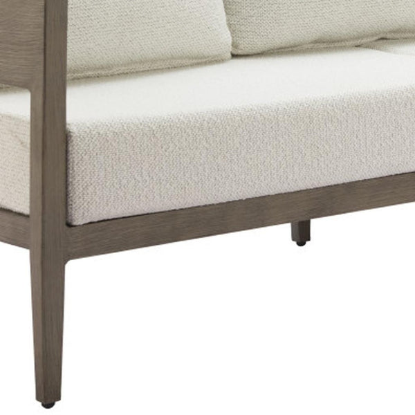 HomeRoots 78" Beige Polypropylene Aluminum Sofa - Modern Elegance with Water-Resistant Upholstery & Comfort 667651