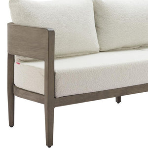 HomeRoots 78" Beige Polypropylene Aluminum Sofa - Modern Elegance with Water-Resistant Upholstery & Comfort 667651