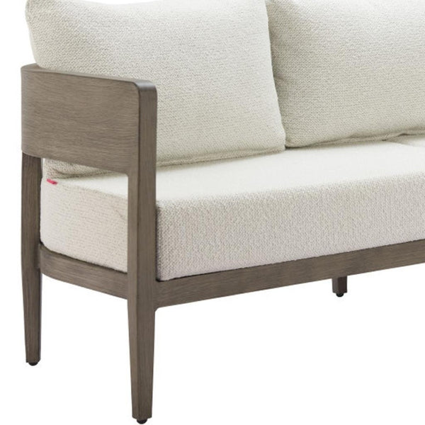 HomeRoots 78" Beige Polypropylene Aluminum Sofa - Modern Elegance with Water-Resistant Upholstery & Comfort 667651