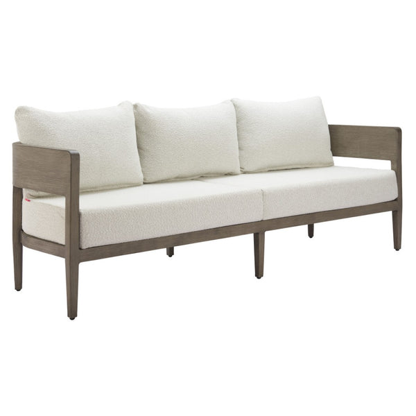 HomeRoots 78" Beige Polypropylene Aluminum Sofa - Modern Elegance with Water-Resistant Upholstery & Comfort 667651