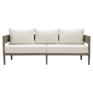 HomeRoots 78" Beige Polypropylene Aluminum Sofa - Modern Elegance with Water-Resistant Upholstery & Comfort 667651