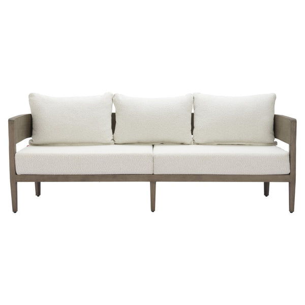 HomeRoots 78" Beige Polypropylene Aluminum Sofa - Modern Elegance with Water-Resistant Upholstery & Comfort 667651