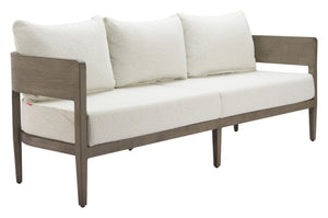 HomeRoots 78" Beige Polypropylene Aluminum Sofa - Modern Elegance with Water-Resistant Upholstery & Comfort 667651