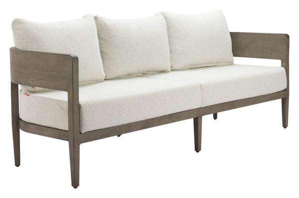 HomeRoots 78" Beige Polypropylene Aluminum Sofa - Modern Elegance with Water-Resistant Upholstery & Comfort 667651