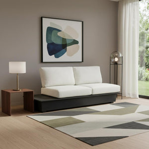 HomeRoots 79" Beige Polypropylene Sofa - Modern Armless Design with Easy-Clean Water-Resistant Upholstery & Comfort 667652
