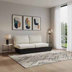 HomeRoots 79" Beige Polypropylene Sofa - Modern Armless Design, Water-Resistant Fabric, Durable Aluminum Frame 667653