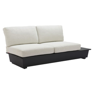 HomeRoots 79" Beige Polypropylene Sofa - Modern Armless Design, Water-Resistant Fabric, Durable Aluminum Frame 667653