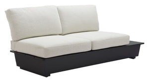 HomeRoots 79" Beige Polypropylene Sofa - Modern Armless Design, Water-Resistant Fabric, Durable Aluminum Frame 667653
