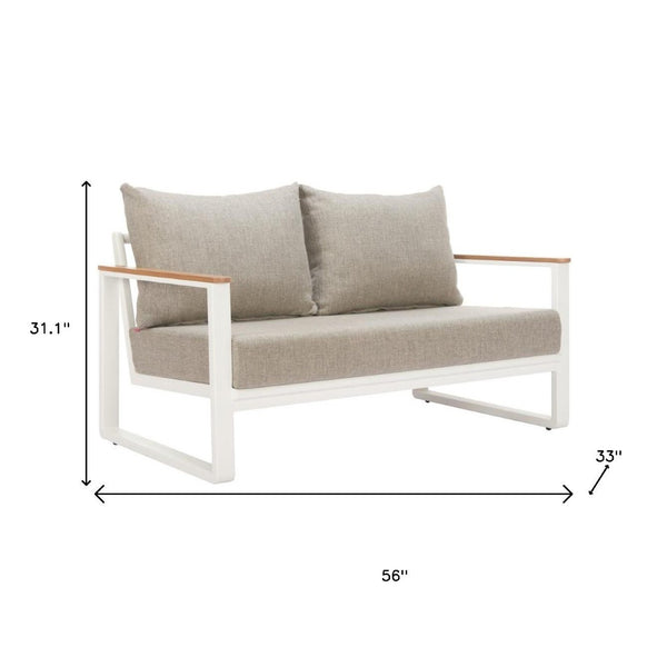 HomeRoots 56" Modern White Polypropylene Sofa for Stylish Living Spaces - Durable, Easy-Clean Comfort for Two 667654