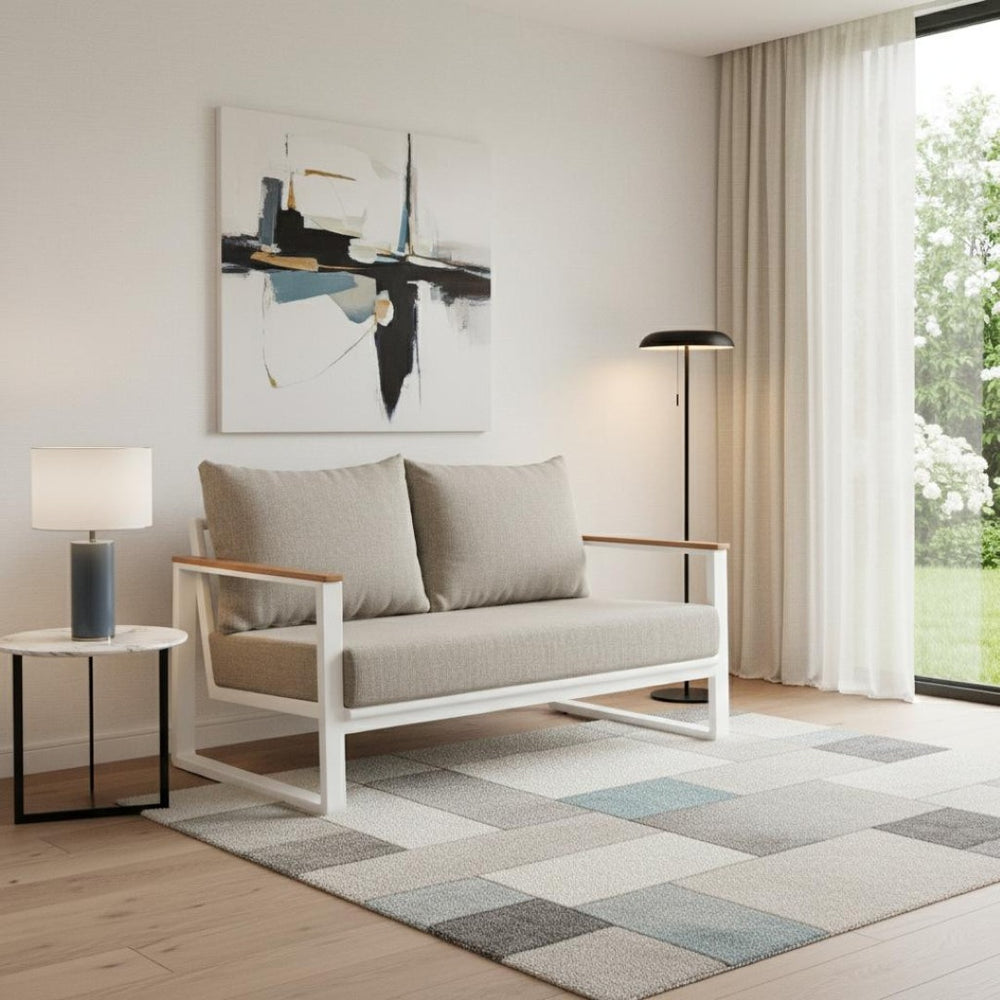 HomeRoots 56" Modern White Polypropylene Sofa for Stylish Living Spaces - Durable, Easy-Clean Comfort for Two 667654
