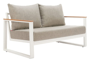 HomeRoots 56" Modern White Polypropylene Sofa for Stylish Living Spaces - Durable, Easy-Clean Comfort for Two 667654
