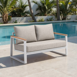HomeRoots 56" Modern White Polypropylene Sofa for Stylish Living Spaces - Durable, Easy-Clean Comfort for Two 667654