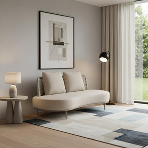 HomeRoots 75" Beige Polypropylene Sofa - Modern Armless Design, Durable, Easy-Clean, Perfect for Any Space! 667656