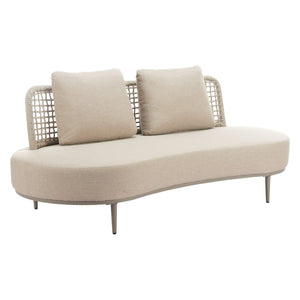 HomeRoots 75" Beige Polypropylene Sofa - Modern Armless Design, Durable, Easy-Clean, Perfect for Any Space! 667656