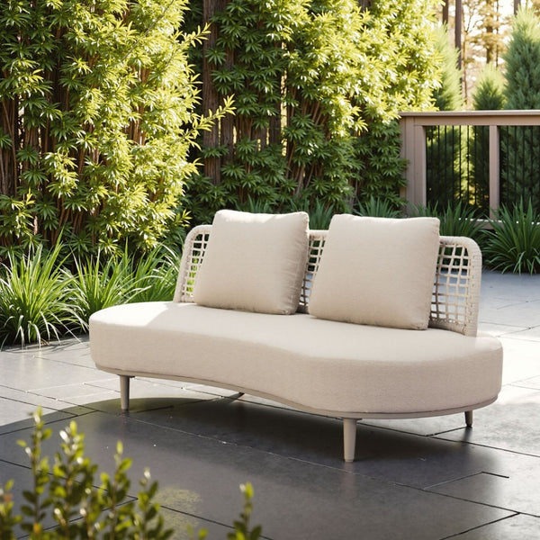 HomeRoots 75" Beige Polypropylene Sofa - Modern Armless Design, Durable, Easy-Clean, Perfect for Any Space! 667656