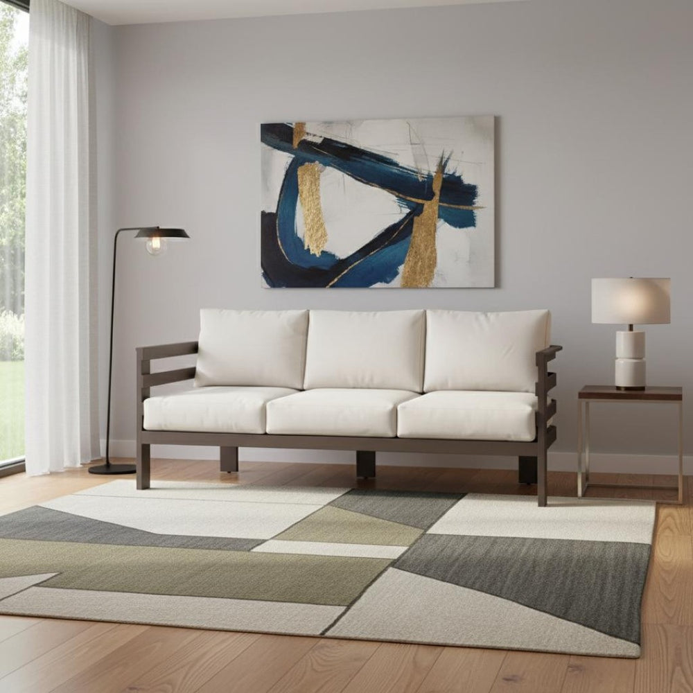 HomeRoots 81" Modern White Polypropylene Sofa - Stylish, Durable, Water-Resistant, Seats 3, Easy Maintenance 667657