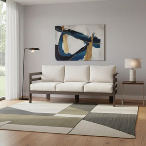 HomeRoots 81" Modern White Polypropylene Sofa - Stylish, Durable, Water-Resistant, Seats 3, Easy Maintenance 667657