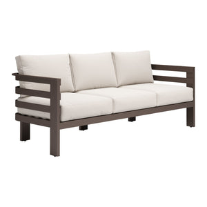 HomeRoots 81" Modern White Polypropylene Sofa - Stylish, Durable, Water-Resistant, Seats 3, Easy Maintenance 667657