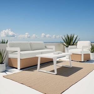 HomeRoots 73" White Polypropylene Sofa - Modern Design, Water-Resistant Upholstery, Perfect for Everyday Living 667658