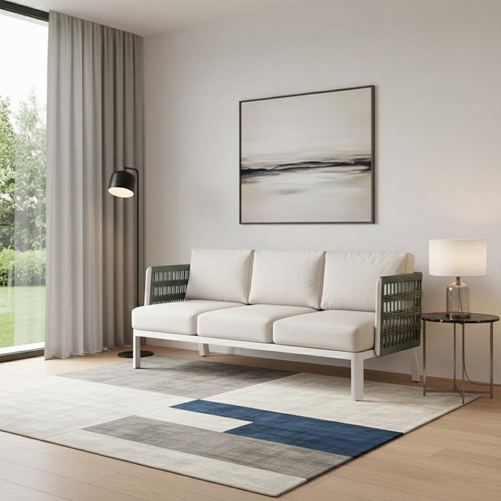 HomeRoots 74" White Polypropylene Sofa – Modern, Durable Seating for 3 with Easy Maintenance & Stylish Design 667659