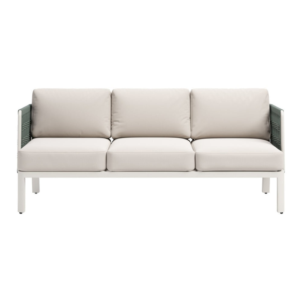 HomeRoots 74" White Polypropylene Sofa – Modern, Durable Seating for 3 with Easy Maintenance & Stylish Design 667659