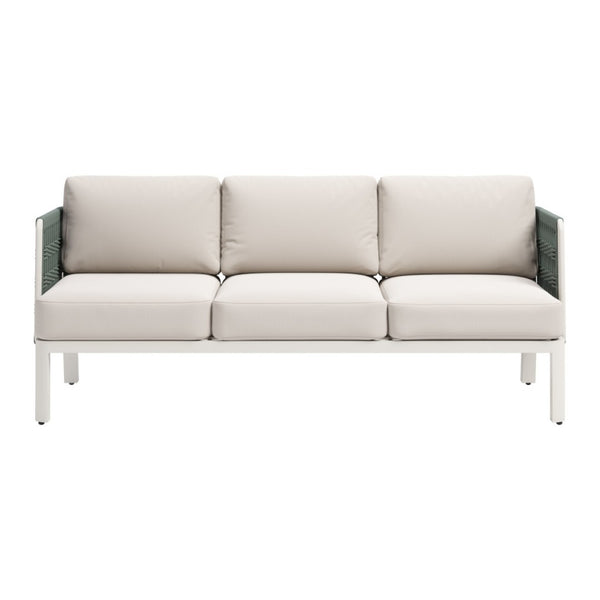 HomeRoots 74" White Polypropylene Sofa – Modern, Durable Seating for 3 with Easy Maintenance & Stylish Design 667659