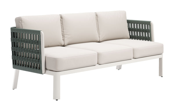 HomeRoots 74" White Polypropylene Sofa – Modern, Durable Seating for 3 with Easy Maintenance & Stylish Design 667659