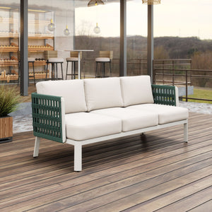 HomeRoots 74" White Polypropylene Sofa – Modern, Durable Seating for 3 with Easy Maintenance & Stylish Design 667659