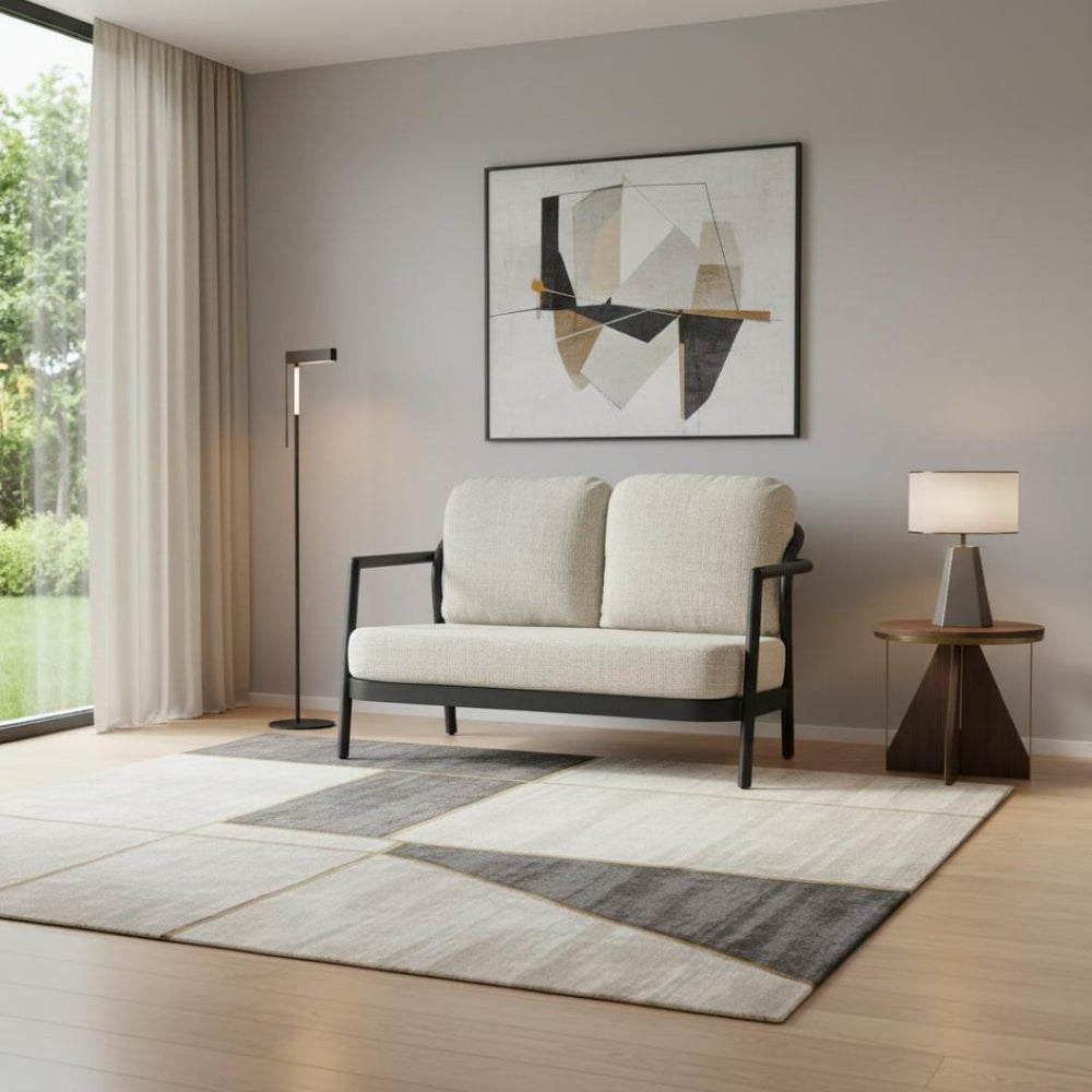 HomeRoots 50" Beige Polypropylene Sofa - Stylish Loveseat for Small Spaces, Easy-Care, Modern Design, Comfort 667660