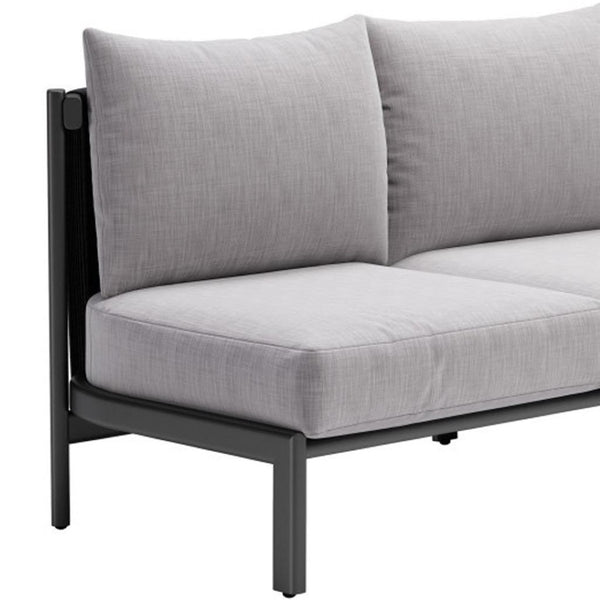 HomeRoots 78" Gray Polypropylene Sofa - Modern Armless Design, Durable Water-Resistant Upholstery for Comfort 667661