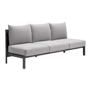 HomeRoots 78" Gray Polypropylene Sofa - Modern Armless Design, Durable Water-Resistant Upholstery for Comfort 667661