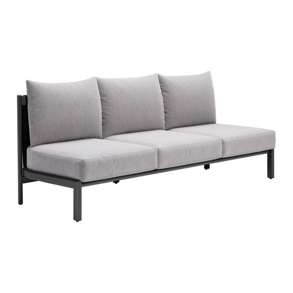 HomeRoots 78" Gray Polypropylene Sofa - Modern Armless Design, Durable Water-Resistant Upholstery for Comfort 667661