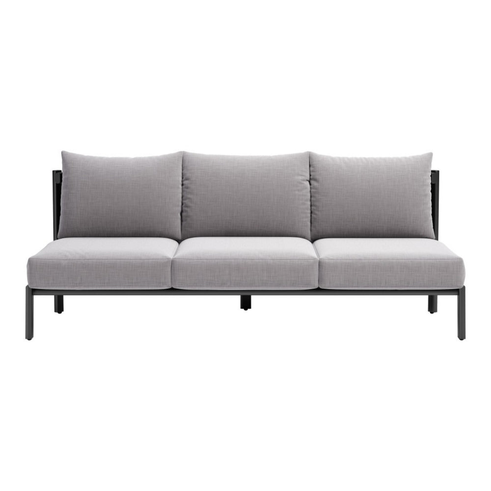 HomeRoots 78" Gray Polypropylene Sofa - Modern Armless Design, Durable Water-Resistant Upholstery for Comfort 667661