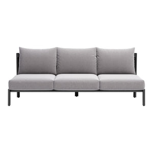 HomeRoots 78" Gray Polypropylene Sofa - Modern Armless Design, Durable Water-Resistant Upholstery for Comfort 667661