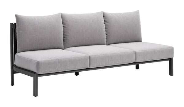 HomeRoots 78" Gray Polypropylene Sofa - Modern Armless Design, Durable Water-Resistant Upholstery for Comfort 667661