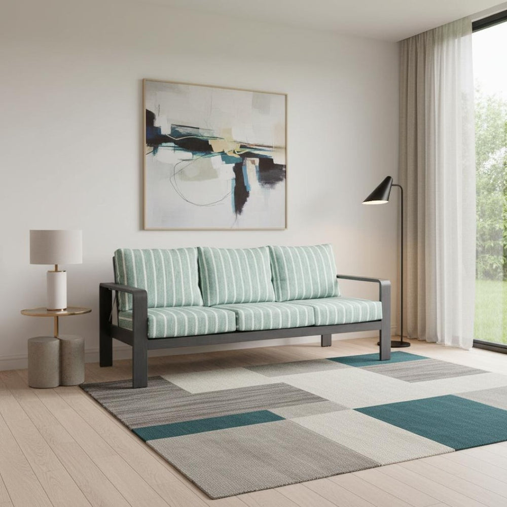 HomeRoots 83" Modern Green Polypropylene Sofa – Water-Resistant, Durable, Stylish Seating for Three Comfortably 667663