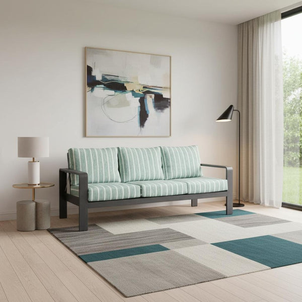 HomeRoots 83" Modern Green Polypropylene Sofa – Water-Resistant, Durable, Stylish Seating for Three Comfortably 667663