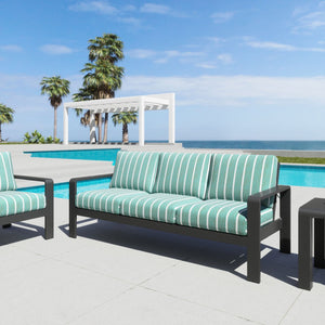 HomeRoots 83" Modern Green Polypropylene Sofa – Water-Resistant, Durable, Stylish Seating for Three Comfortably 667663