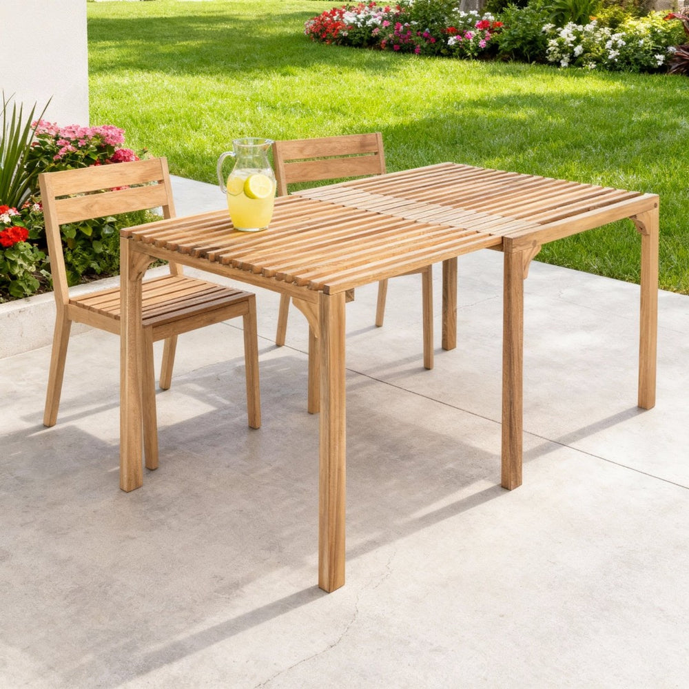 HomeRoots 60" Natural Solid Wood Extendable Table – Versatile Acacia Dining for Indoor & Outdoor Gatherings 667667