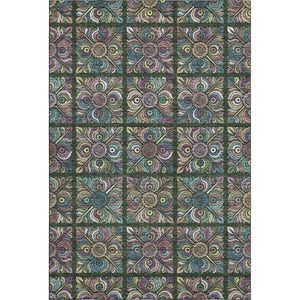 HomeRoots 8' X 10' Medallion Area Rug in Fern Green, Purple & Teal – Washable, Stain Resistant, UV Protected! 667689