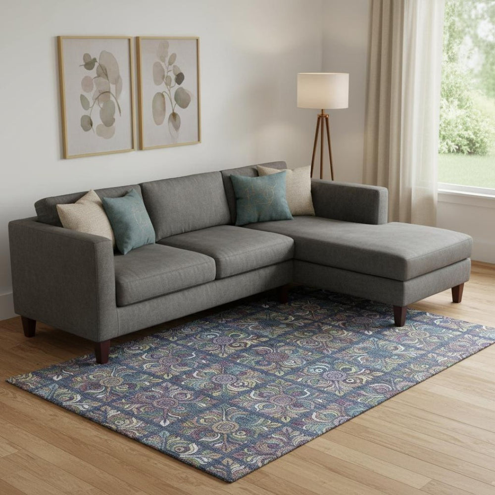 HomeRoots 10' X 14' Washable Medallion Area Rug in Navy Blue, Purple & Teal - Stain Resistant & UV Protected 667703
