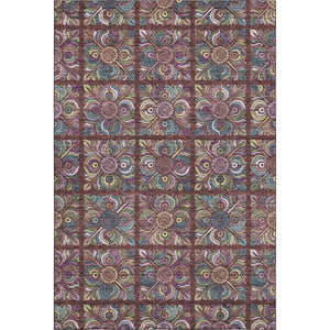 HomeRoots 10' X 14' Washable Medallion Area Rug in Rust, Purple & Teal - Stain Resistant & UV Protected! 667709