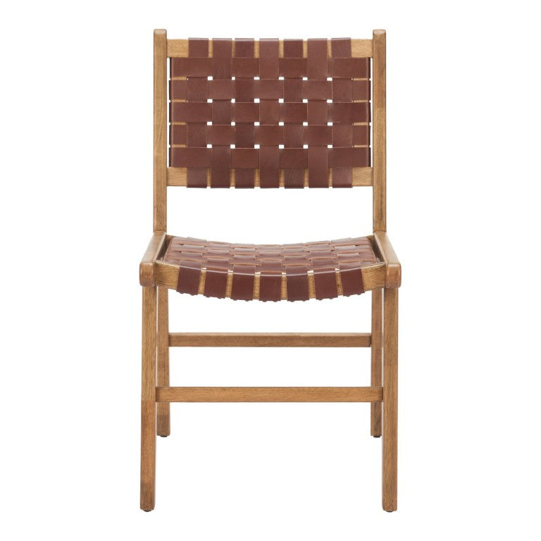 HomeRoots Set of Two Solid Wood Leather Dining Chairs for Stylish Modern Rooms 667716