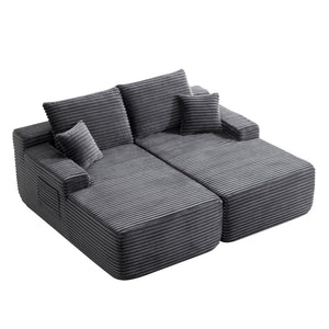 English Elm 75"cloud Double Chaise Sectional Plush Fabric Sofa Deep Seat Modern Living Room W3975S00058