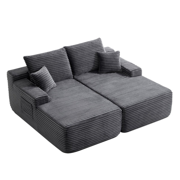 English Elm 75"cloud Double Chaise Sectional Plush Fabric Sofa Deep Seat Modern Living Room W3975S00058
